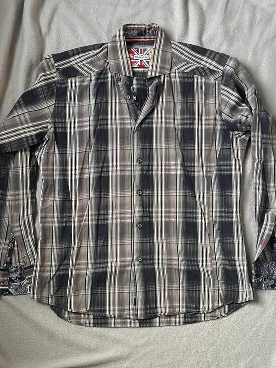 7 Downie St Other - 7 Downie St. Men’s Plaid Long Sleeve Sport Shirt - Black / Grey - US Medium